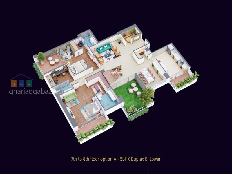 7th to 8th floor option A
5BHK DUPLEX B LOWER